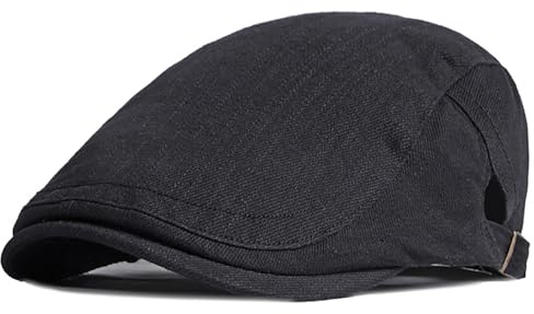XYIYI Black Mens Cotton Newsboy Cap Flat Ivy Gatsby Driving Hat