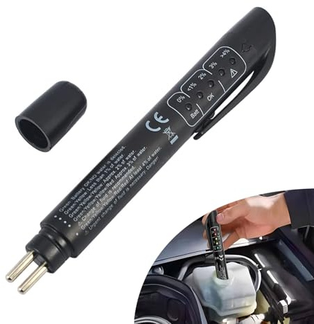 Damwot 1PC Brake Fluid Tester with 5 LED Indicators, DOT 3 DOT 4 DOT 5.1 Brake Fluid Liquid Tester Pen, Hydraulic Fluid Liquid Oil Moisture Analyzer, Car Brake Diagnostic Testing Tool