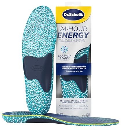 Dr. Scholl's 24-Hour Energy Multipurpose Insoles - Returns Energy with Every Step, Relieves Tired, Achy Feet with Memory Foam and Boosting Beads Technology, Flexible Arch Support, UK Shoe Size 7-13
