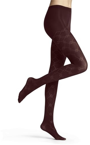 FALKE Check Mate 60 DEN W Ti semicoprenti fantasia 1 pezzo, Collant Donna, Marrone Cayenne 5950, M-L