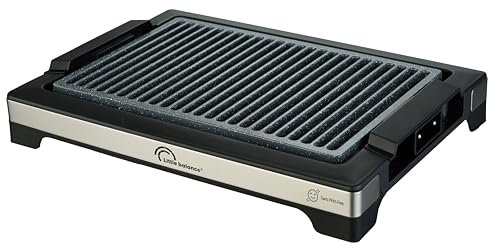 LITTLE BALANCE 8863 Easy Nopifas, Elektrogrill für 4-6 Personen, Platte ohne PFAS, antihaftbeschichtet, alle Arten von Lebensmitteln, 2000 W, Schwarz