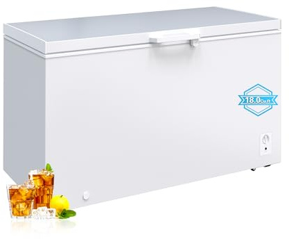 18.0 Cu.Ft Deep Freezer, Large Chest Freezer for Families with Removable Basket& 8 Adjustable Thermostat, Energy Saving Freezer Front Drain Free Standing Top Open Door for Home, Kitchen, White