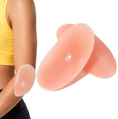 QIUMING Cuscinetti Gomito per Sciare Elastico Protezione per Gomito in Silicone Gomitiera Morbida Elastica per Ballo, Skateboard, Scooter, Calcio, pallavolo, Sci (Colore della Pelle, L)