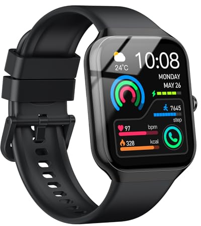 Jugeman Smartwatch Uomo Donna, 1.96 Orologio Smartwatch con Effettua/Risposta Chiamate, 113+Sportive Smart Watch con Contapassi/Cardiofrequenzimetro/Sonno, Impermeabile IP68 Fitness Tracker