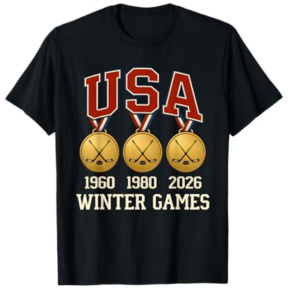 Ice Hockey 2026 Sticks US Flag Patriotic Player Men Boys Kid T-Shirt