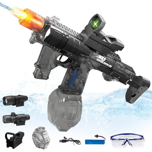 Mineup Pistola de Agua Eléctrica, Pistola de Agua Automática, Electric Water Gun con Luz, 10m de Alcance, para Exteriores Piscina Playa y Fiestas para Niños y Niñas, Juguetes de Verano para Exteriores