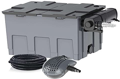 HEISSNER FPU24000-00 68 W Verdrängungspumpe positiv 4.800 l/h - Wasserpumpe (positive Verdrängungspumpe, Teichpumpe, Schwarz, Grau, 4.800 l/h, 1 cm, 68 W