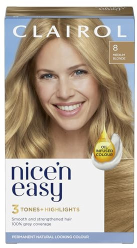 Clairol Nice'n Easy Crème, Natural Looking Oil Infused Permanent Hair Dye, 8 Medium Blonde