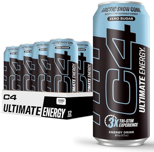C4 Ultimate Energy Drink with Zero Sugar, Arctic Snow Cone, 12pk