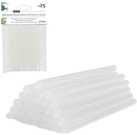 ALIX - Pack de 25 Bâtons de Colle chaude 7mm – Transparent - Pistolet à Colle Glue Gun ALIX