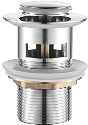 Ibergrif Bonde de Lavabo avec Trop-Plein – Bouchon Clic Clac Universel 1 1/4 pour Lavabo Salle de Bain – Bonde Chromée Argent Résistante aux Rayures – Installation Facile sans Outils, M20503