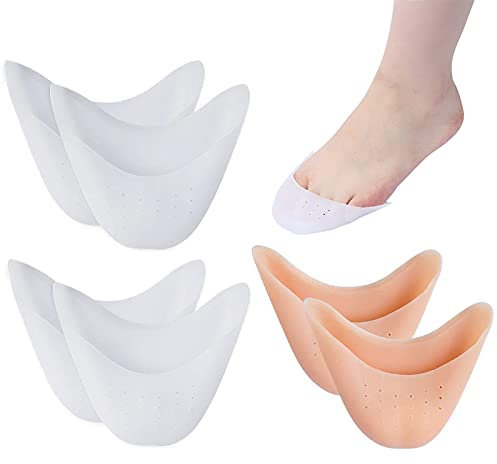 3 Paar Zehenschoner Spitzenschoner Zehenschutz Silikon Waschbarer und wiederverwendbarer Fußüberzug Soft Gel Zehenkappen für Ballett Spitzenschuhe Ballettschuhe Pumps Schmerzlinderung,Weiß,Hautton