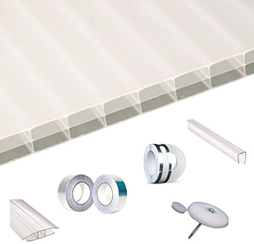 Ironlux - Kit Placas de policarbonato Compacto opal 16mm - Medida final 1500 x 2100mm - Incluye accesorios de instalación