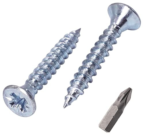 SKIR'CO Confezione da 500 viti in acciaio zincato, 3,0 x 20 mm, testa svasata Pozidriv, viti per truciolare, filettatura completa (500, 3,0 x 20 mm)