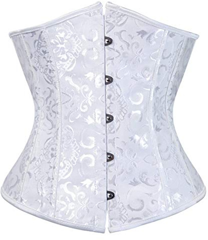 SZIVYSHI Mujer Steampunk Corsé de Underbust Cintura Waist Cincher gótico Bustier Fajas Reductoras de Cinturón Firme de Formación para,Jacquard Blanco,S