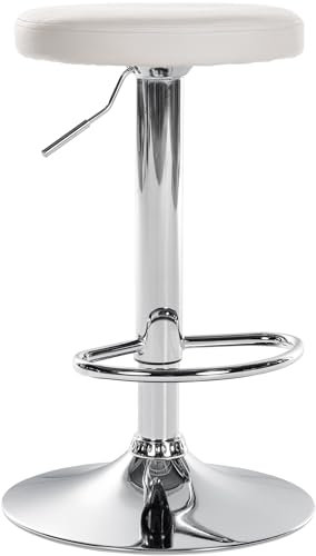 CLP Barhocker Ponte Kunstleder I Höhenverstellbarer Stuhl, Farbe:weiß, Gestell Farbe:Chrom