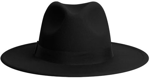 Wide Brim Fedora Hats for Women & Men Classic Dress Panama Hat Adjustable Felt Hat with Band
