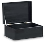 Pinus - Holzkiste mit Deckel 30x20x13,5 cm, Box ohne Griffe, Stabiles Holzbox mit Deckel, Schatztruhe aus Holz mit Klappverschluss, Holzschachtel mit Deckel, Aufbewahrungsbox - Schwarz