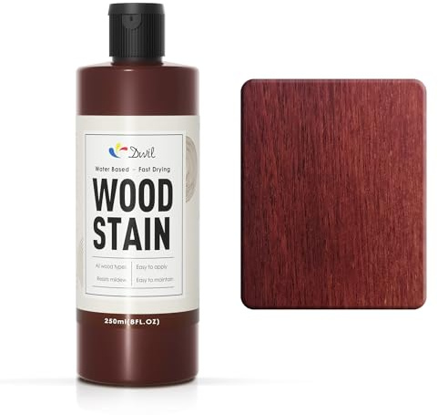 DWIL Water Based Wood Stain - Multiple Finishes, Fast Drying, Indoor and Outdoor Furniture, Wood Paneling, Cabinets and More, Low Odor ＆ Non-Toxic (8.5oz Red Cherry)