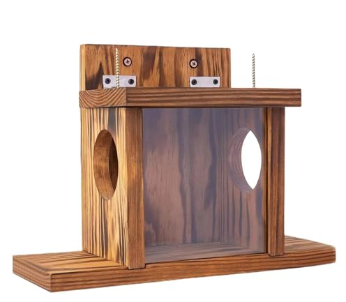 Comedero de madera para ardillas, estación de alimentación de ardillas, comedero de ardillas, comedero de ardillas de barra de nueces para árbol, casa de alimentación de ardillas, comedero de ardillas