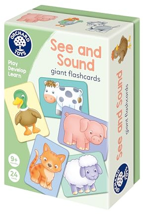 Orchard Toys See and Sound Giant Flashcards for Babies and Toddlers 9 months+ Educational Animal Farm Activity and Learning Game