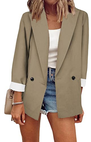 OMZIN Femmes Blazer Business Cardigan Manches Longues Veste Décontractée Coupe Courte Blazer De Bureau