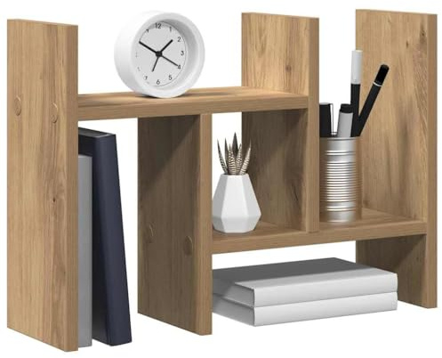 vidaXL Organizador de Escritorio Roble Artisan 50 x 15,5 x 35,5 cm | Montones de espacio para todas tus cosas, Hecho para aguantar el uso diario, Acabado de roble artesanal que queda genial