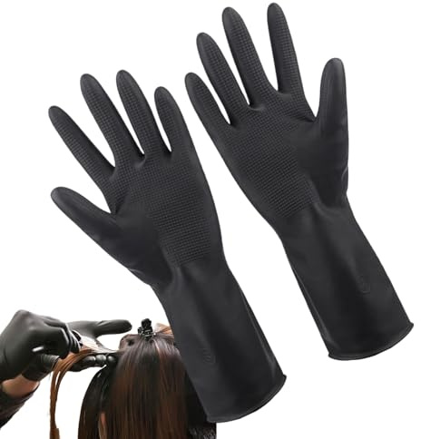 Guantes para teñir el cabello, manguitos de teñido con textura, guantes de látex antideslizantes impermeables con perfil de agarre para talleres de automóviles, laboratorios, trabajos de cocina