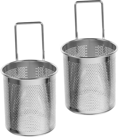 Alipis Pentola Set 2 Pezzi in Acciaio Inossidabile Doppio Cestello con Rete Fine, Colino da Cucina Multifunzionale Resistente ad Alta Temperatura con Ganci Laterali per Pasta e Verdure
