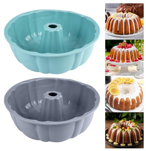 2 Pièces Moule à Kouglof en Silicone 25cm Moule à Brioche en Silicone,Moule Cake Silicones,Moule à Gâteau en Silicones pour Gâteau, Grande Gelée,Pain,Pâtisserie,Cheesecake