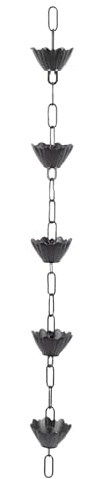 Buachois Cadena de Lluvia Decorativa con diseño Floral de aleación de Aluminio 37.4 Pulgadas, para canalón y recolección de Agua de Lluvia, decoración de Patio y jardín