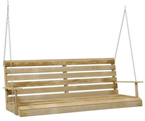Generico Panchina a Dondolo in Legno di Pino Impregnato 55x65x60 cm,Casa e Giardino,Prato e Giardino,Vita all'aperto,Altalene da Patio,Marrone,30 kg,316065