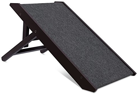 BIRDROCK Home Adjustable Pet Ramp for Small Dogs, Cats, Puppies - Foldable Wooden Dog Ramp for Couch, Bed, Car - Indoor or Outdoor- Safe, Portable, Non-Slip Carpet - 13, Espresso