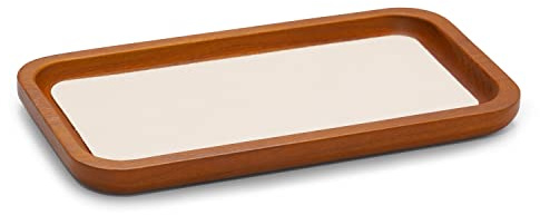 Oirlv Solid Wood Jewelry Display Tray Small Jewelry Tray Rings Earrings Bracelets Necklace Holder Organizer (Rectangle, Creamy-white)