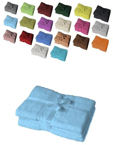 EXKLUSIV HEIMTEXTIL Handtuchserie im Set mit Schleife Marke Badetuch 2er Set 100 x 150 cm Hellblau