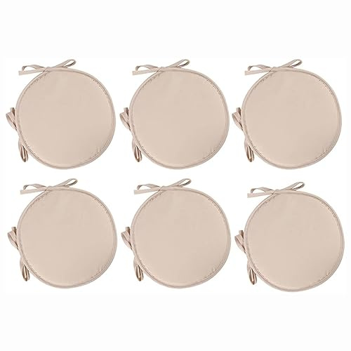 PIPOEI Cuscini per sedia Set di 2/4/6 cuscini per sedia rotonda con lacci, cuscini per sedia rotonda diametro 30 cm, cuscino in poliestere per sedia da bistrot A-02,30cm-6pcs