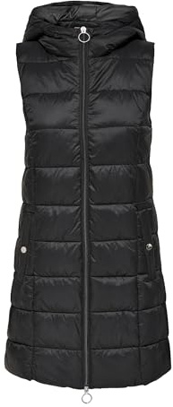 JdY Jdyzulu - Chaleco acolchado con capucha para mujer, Negro, S