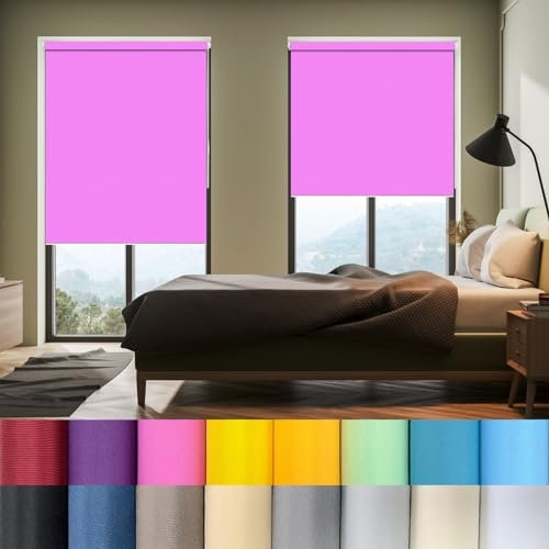 Plissee ohne Bohren 45 x 210 cm Duo Rollo, Klemmrollo, Wandmontage Sichtschutz Sonnenschutz & Sichtschutz, Ohne Bohren für Fenster & Tür, Rosa
