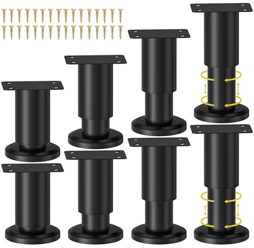 Wlrrcwdttc 8 Pcs Metal Adjustable Furniture Legs 3.15-4.72 inch, Adjustable Cabinet Legs for Sofa/Bed/Chair/Couch/Dresser/Table,Heavy Duty Bed Replacement Support Legs for Bed Frame/Bed Center Slat