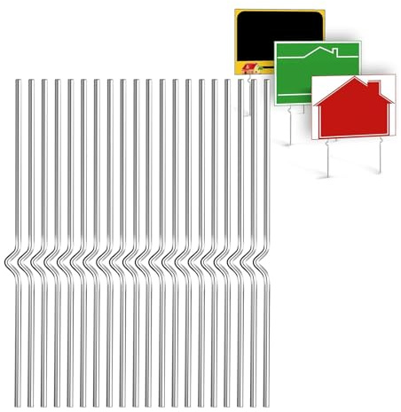 Estacas de metal para letreros de patio, estaca de acero inoxidable para carteles, estacas de metal y estacas de alambre para exteriores, negocios, césped, jardín