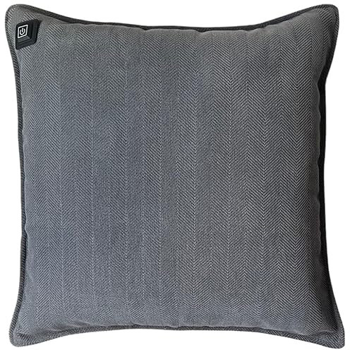 Warmpi® Almohadilla térmica inalámbrica, incluye Warmpi® Powerbank (10.000mah) - Chenille Gris/Antracita - Cojín eléctrico con cable integrado de 2,5 m para calentar a través de enchufe o puerto USB