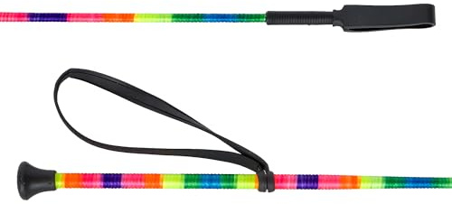 Start String Cravache d'équitation - Colorée et légère avec poignée antidérapante et dragonne - Cravache d'équitation pour enfants et adultes (multicolore, 65 cm)