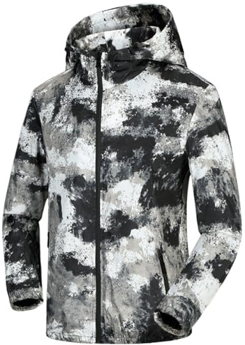 Générique Veste a Capuche Homme mi Saison Coupe Vent Imprimée Bombers Sport Aviateur d'Extérieur Jacket Automne Anorak Fashion Vetement Classique Vetements Randonnée Outwear Noir 4XL