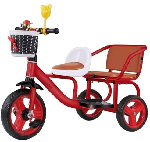 LSQXSS Toddler stroller for age 2-5,dual seat kids tricycles for twins,light weight foam wheels,front basket,pedal trikes