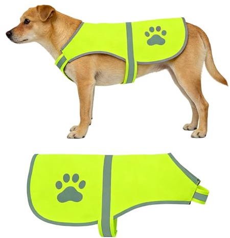 Gilet Jaune Fluo Chien réfléchissant – Gilet de sécurité Haute visibilité pour Chien, réglable avec Bandes Auto-agrippantes, idéal Promenade Nocturne & extérieur (Taille L)
