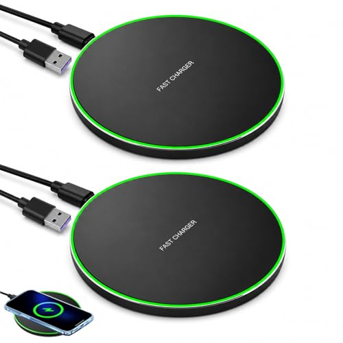 2 Piezas 35W Cargador Inalámbrico Rápido Carga Inalámbrica Qi con 1m Cable