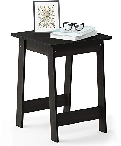 Furinno BEGINNING Side Table, Square End Table with H-Legs, Night Stand, Bedside Table, for Living Room, Bedroom, Espresso