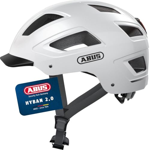 ABUS HYBAN 2.0 Fahrradhelm, Weiß (Polar White), L