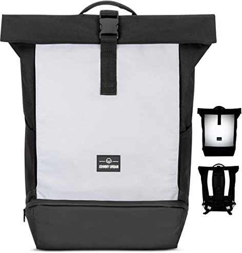 Johnny Urban Rucksack Herren & Damen Schwarz - Allen Large - Rolltop Backpack Groß für Fahrrad, Arbeit, Uni - Laptop Tagesrucksack mit Schuhfach - Wasserabweisend