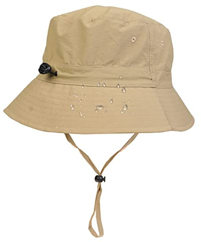 NiceYnn Vattentät hink regnhattar kvinnor män – överdimensionerad snabbtorkande justerbar packbar vindtät fiskarhatt brett brätte UPF 50+ solhattar, #D Khaki, L